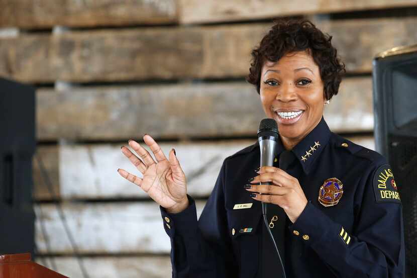 Dallas Police Chief U. Renee Hall makes a speech to the Southeast Dallas Chamber of Commerce...