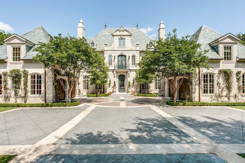 The front facade of the mansion at 4850 Preston in Highland Park. With an asking price of...