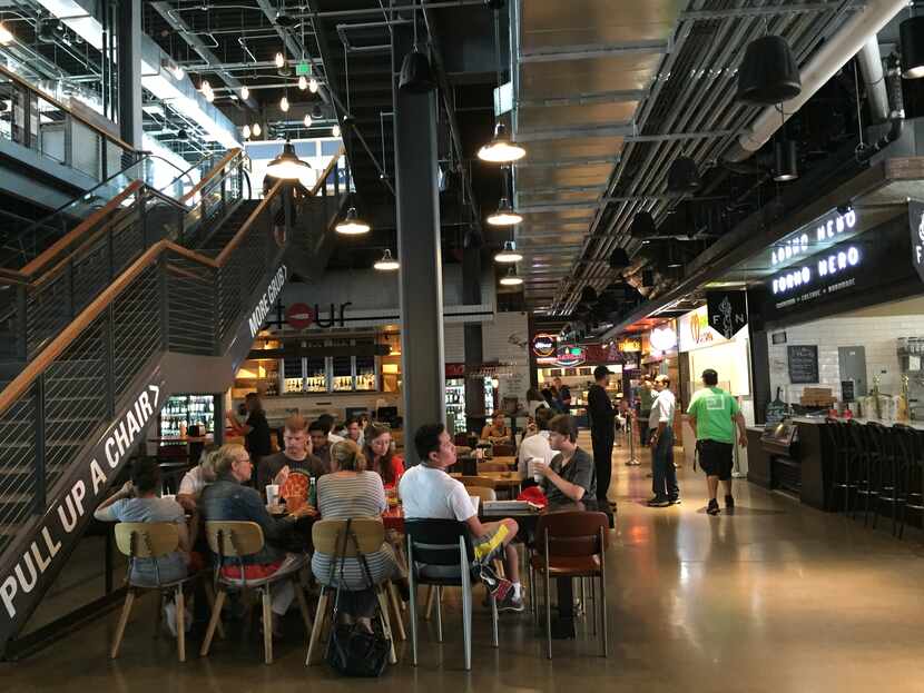 First of three floors in Legacy Hall, a food hall in Plano's Legacy West on Thursday, Sept....