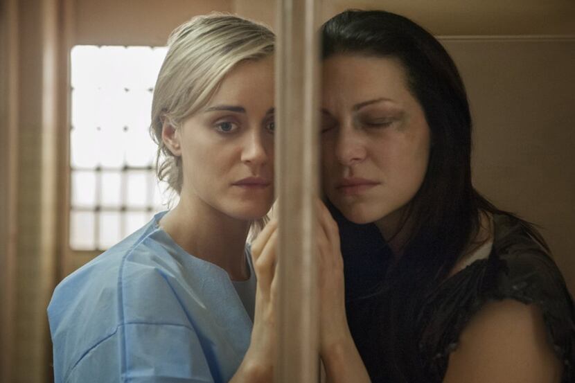 Taylor Schilling (left) and Laura Prepon in "Orange is the New Black."