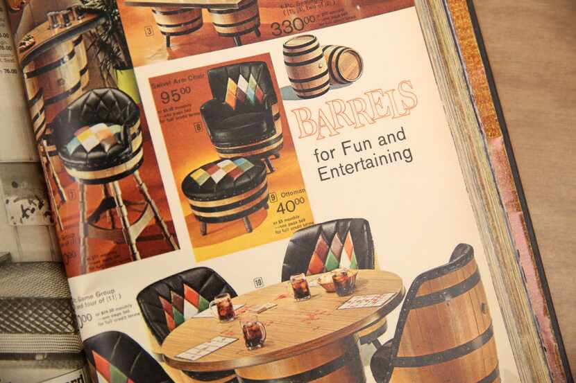 Barrel furniture inside a J.C. Penney Big Book catalog from 1977.  (Rose Baca/The Dallas...