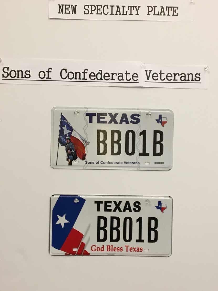 A specialty license plate proposed by the Texas division of the Sons of Confederate Veterans...