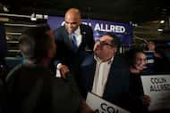 Democrat Colin Allred, a U.S. Senate candidate, greets supporters, including Dallas City...