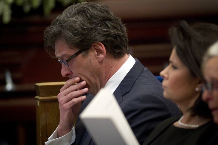 Longtime partner Thomas Smith was overcome by emotion during the funeral for Van Cliburn on...