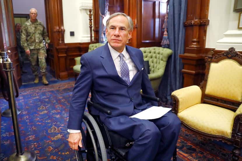 Gov. Greg Abbott, shown entering a March 29 coronavirus news briefing, has been happy to...