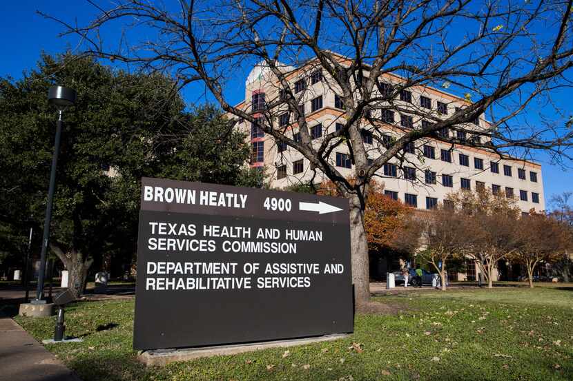 The Brown Heatly building which houses the Health and Human Services Commission on Tuesday,...