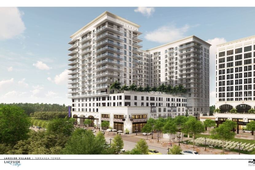 Realty Capital's new apartment high-rise would overlook Grapevine Lake.