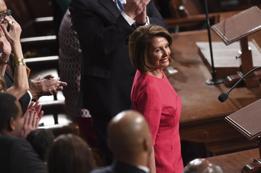 Incoming Speaker of the House Nancy Pelosi arrives at the start of the 116th Congress and...