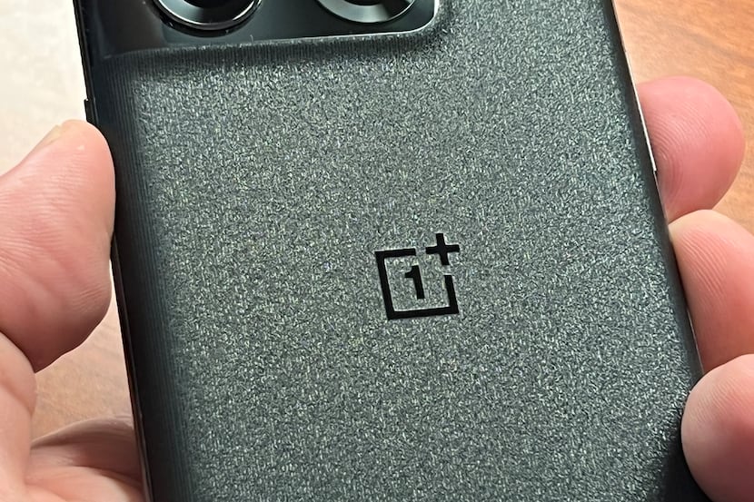 The main camera bump, along with the textured surface, on the back of the OnePlus 10T...
