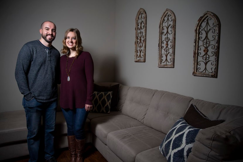 Reid and Lisa Barker at their home in Frisco on Thursday, just days after he donated a...