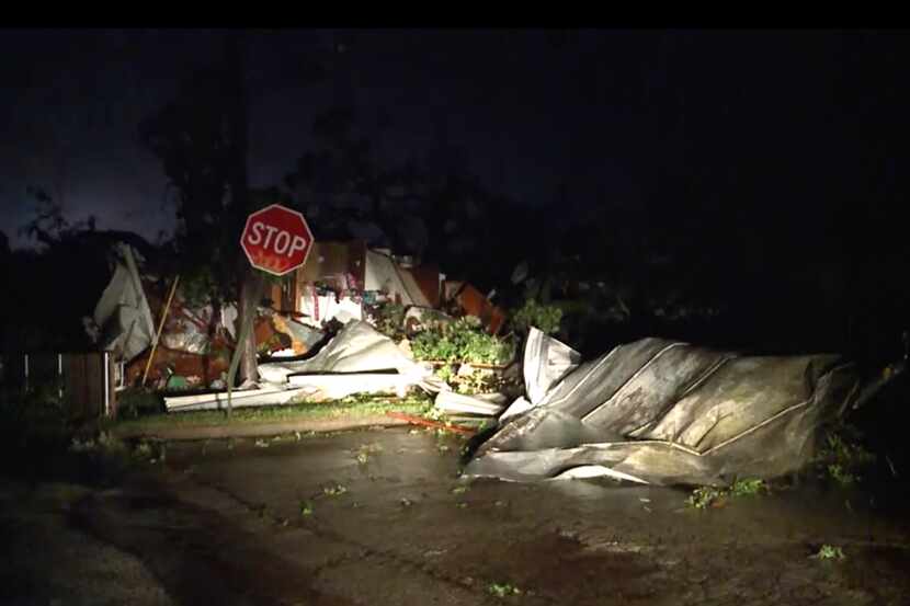 Storm damage in Bowie, Texas, after a possible tornado on Friday, May 22, 2020.