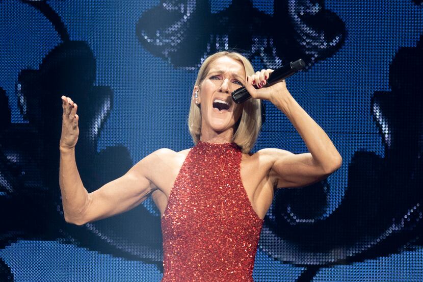 Singer Celine Dion is shown performing in 2019.