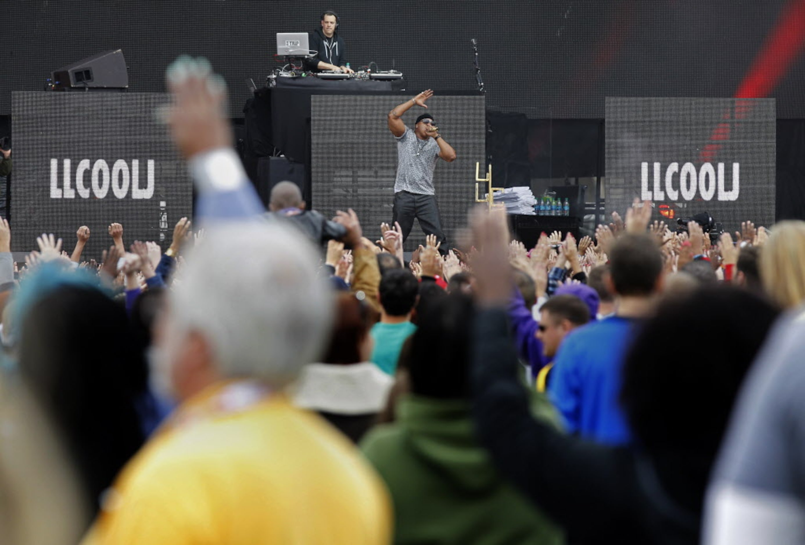 LL Cool J performs during the March Madness Music Festival at Reunion Park in Dallas April...