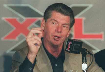 World Wrestling Federation Chairman Vince McMahon speaks at an XFL news conference, Aug. 1,...
