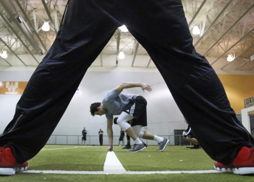 Texas Tech tight end Jace Amaro works out with other NFL draft prospects workout at Frisco...