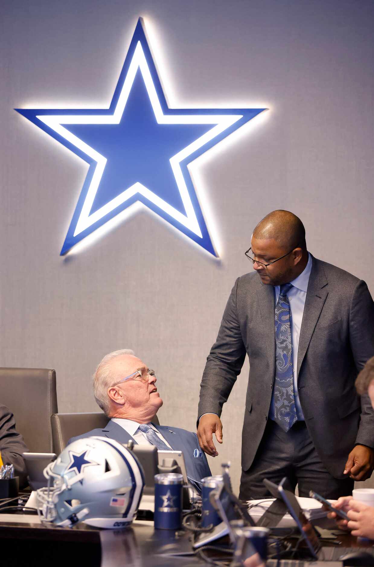 Dallas Cowboys executive vice president & CEO Stephen Jones (left) and vice president of...