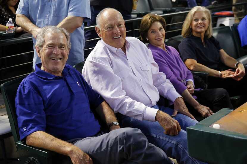 Former Texas Rangers president Nolan Ryan, second from left, and his wife Ruth, far right,...