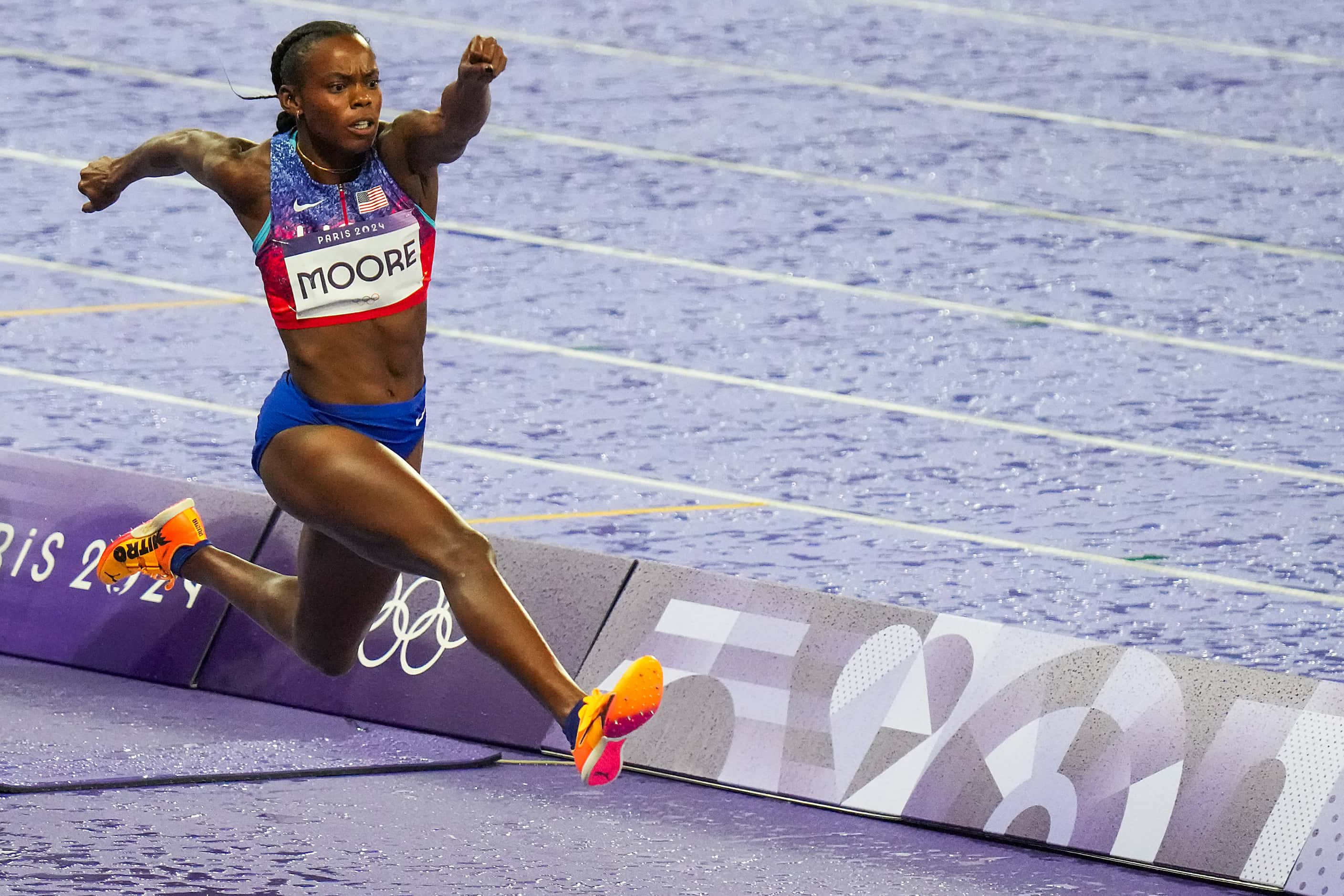 Jasmine Moore of the United States competes in the women’s triple jump finals at the 2024...