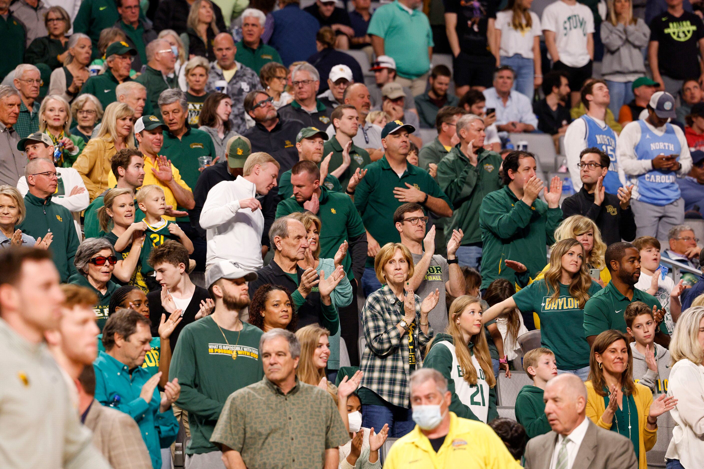 Baylor Bears fans celebrate after a first round game of the 2022 NCAA Men's Basketball...