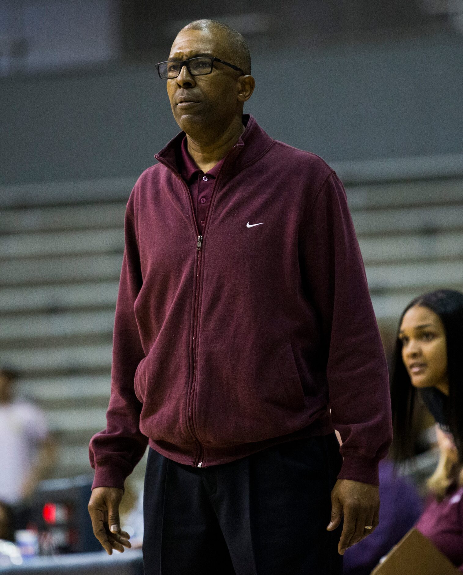 Plano head coach Rodney Belcher watches from the sideline during the fourth quarter of a UIL...