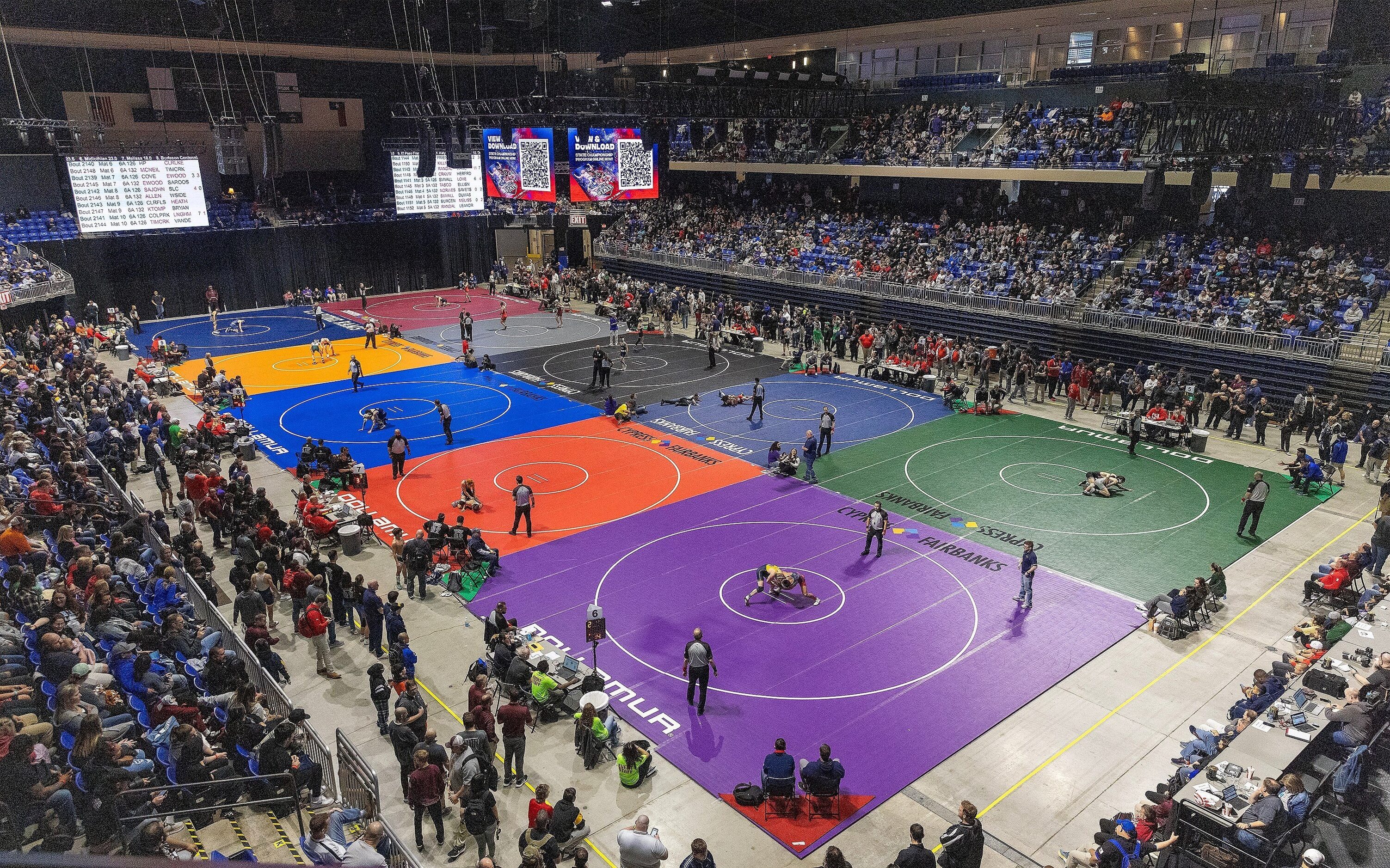 A general overview of UIL wrestling state championships on February 17, 2023 at the Berry...