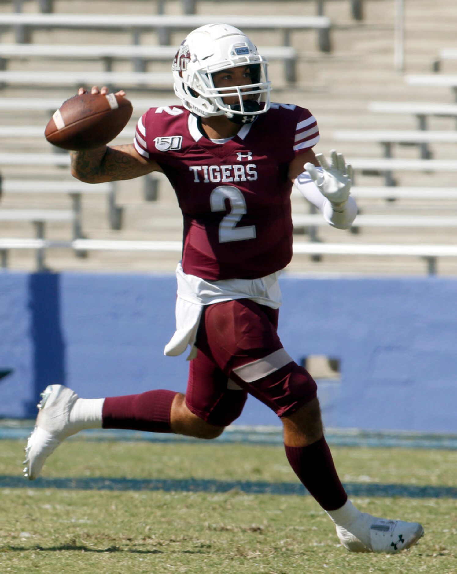 Texas Southern quarterback Devin Williams (2) delivers a pass on the run during 2nd quarter...