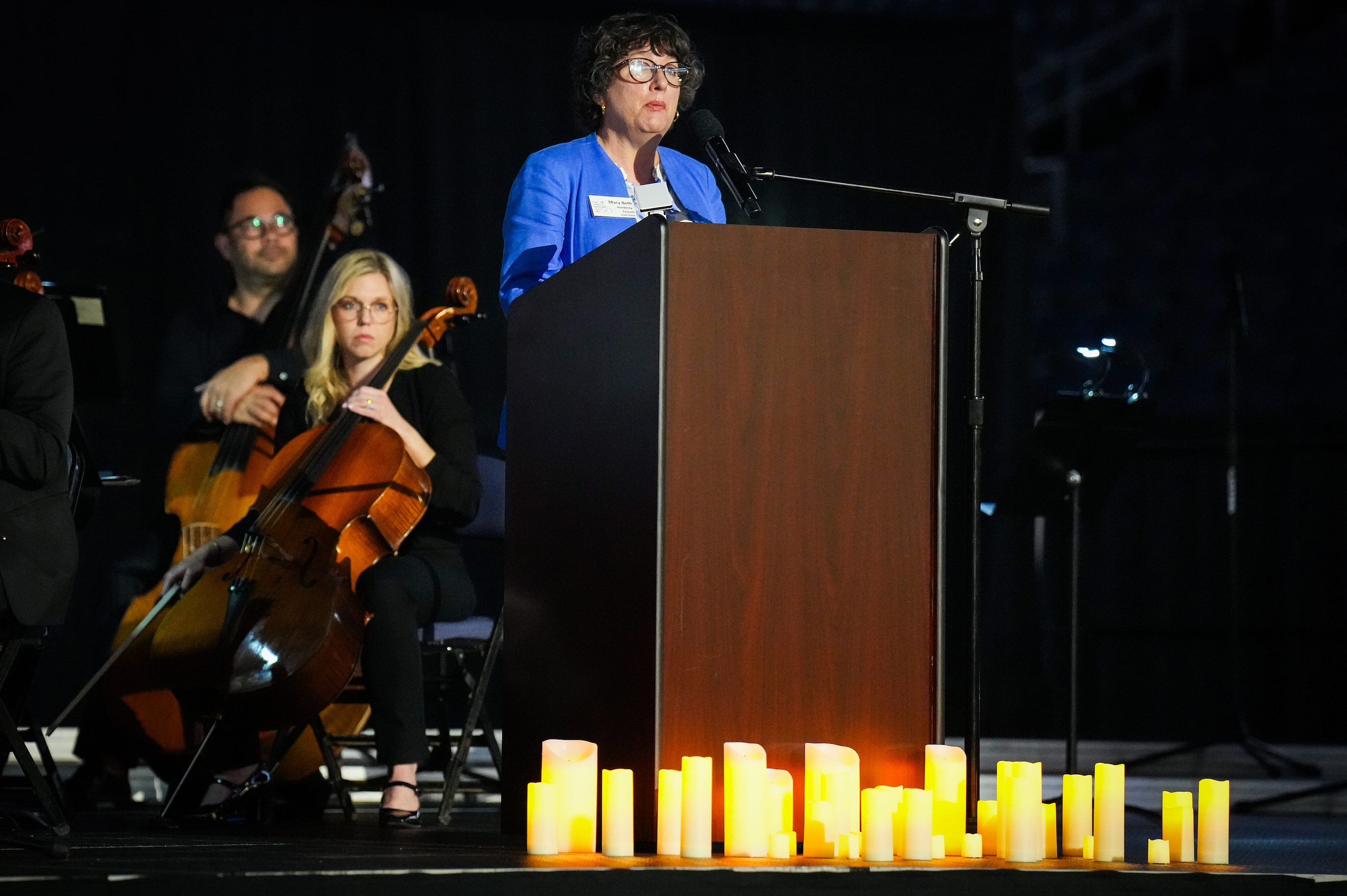 Rev. Mary Beth Hardesty-Crouch of First United Methodist Allen delivers an interfaith...