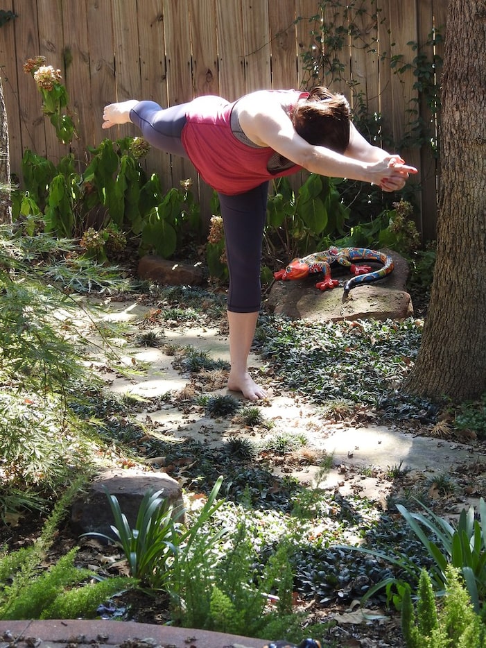 Romelia Flores, IBM distinguished engineer and master inventor, practicing yoga in her...