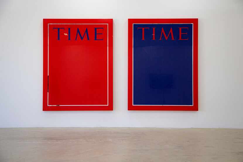 Artist Mungo Thomson's "Time" magazine covers are among the works on display at Galerie...