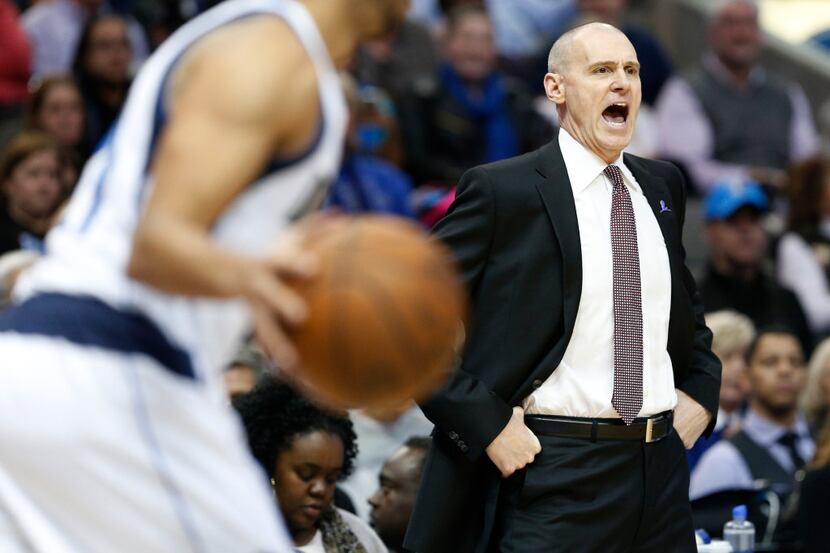 Dallas Mavericks head coach Rick Carlisle yells during their game against Charlotte Hornets...