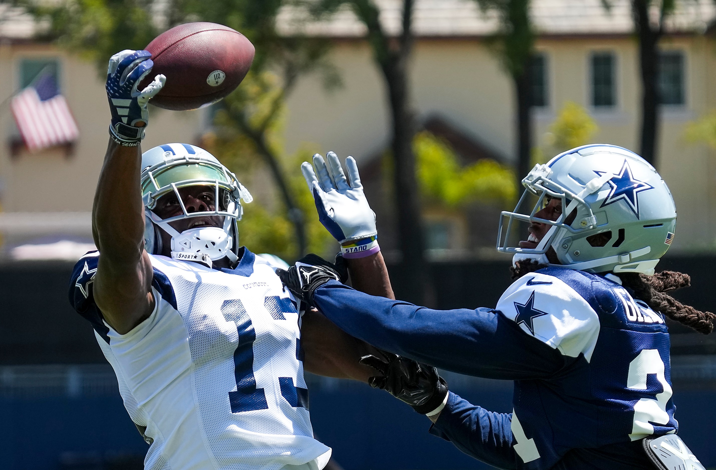 Dallas Cowboys wide receiver Michael Gallup (13) makes a one-handed catch for a touchdown...