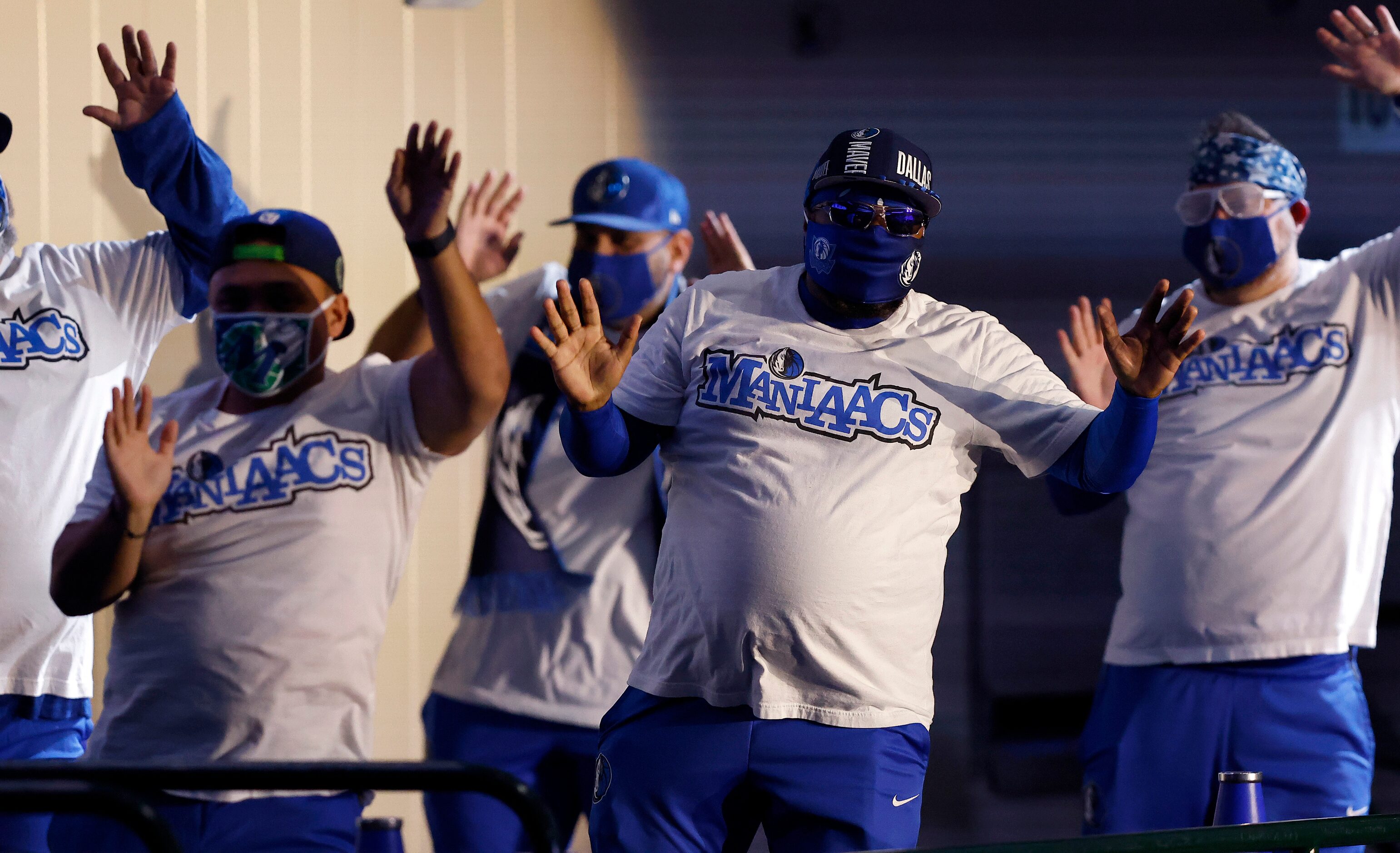 The Mavs ManiAACs perform during a third quarter timeout as the Dallas Mavericks faced the...