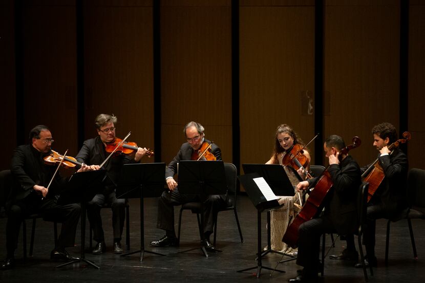 (From left) Violinists Cho-Liang Lin and Aaron Boyd, violists Toby Hoffman and Milena...
