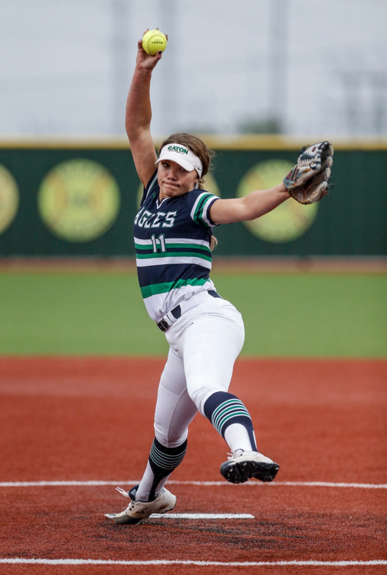 Eaton starting pitcher Maddy Wright throws during the first inning of a one-game Class 6A...