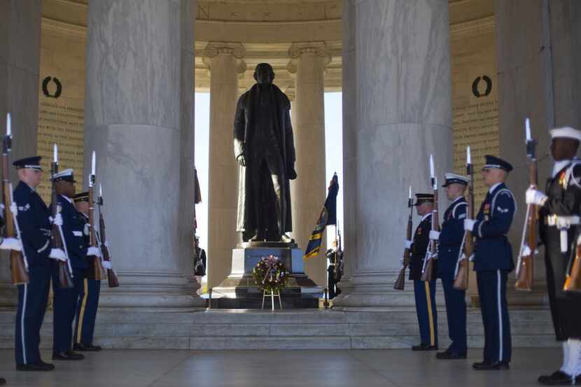  Members of the U.S. Armed Forces participated in a wreath-laying ceremony last month in...