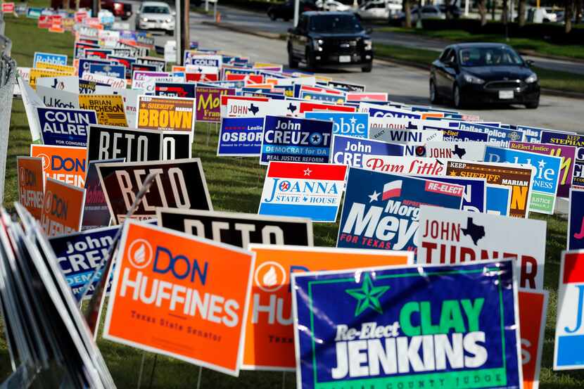 The amount of campaign signs along Park Lane in Dallas almost outnumber the amount of voters...