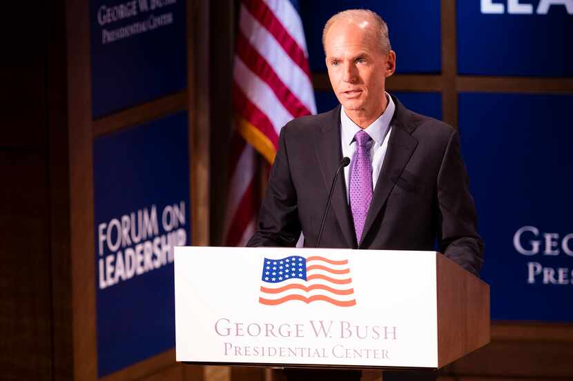 Boeing CEO Dennis Muilenburg spoke in April at the Forum on Leadership at the George W. Bush...