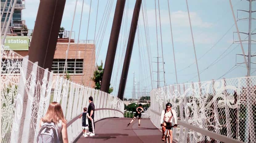 
This is the view looking north on the bridge in an artist’s rendition of the pedestrian...