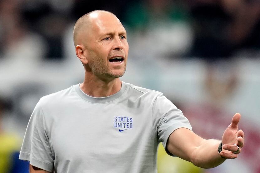 FILE - United States head coach Gregg Berhalter follows the game during the World Cup group...