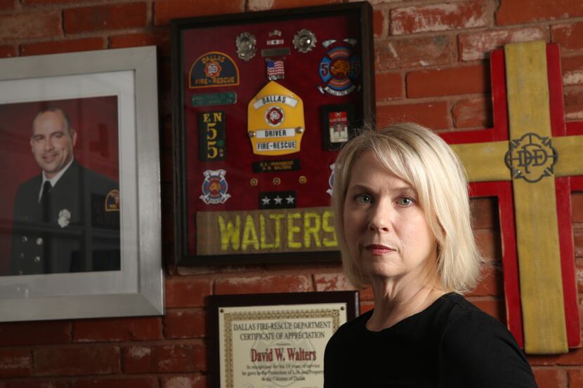 Kristi Walters, wife of Dallas firefighter David Walters who died suddenly last November,...