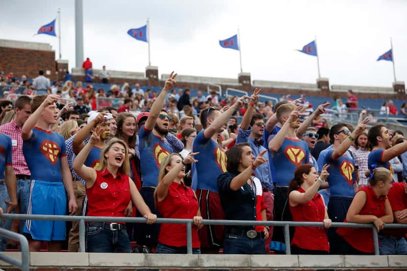 SMU fans cheer during a game between Temple University and Southern Methodist University at...