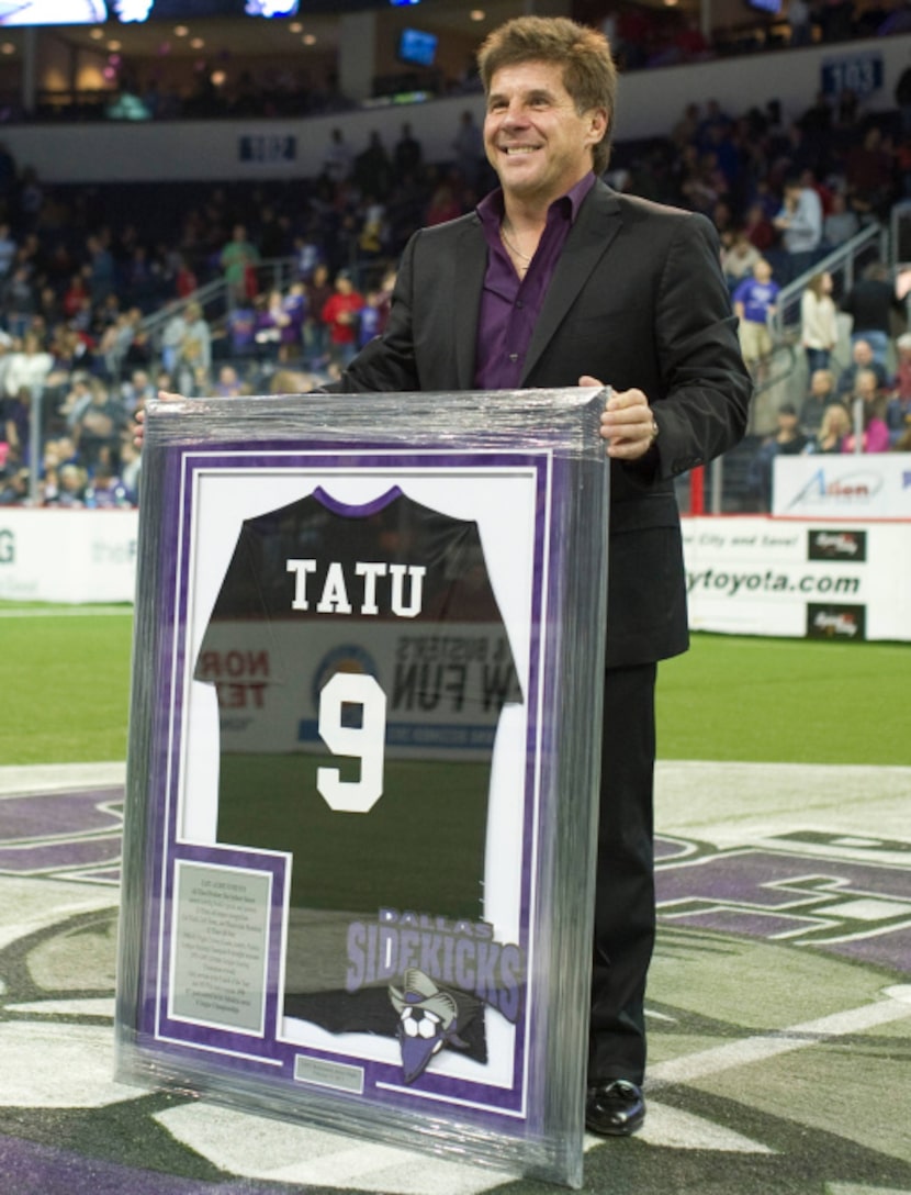 Former Dallas Sidekick player and current head coach Tatu has his jersey retired at the...