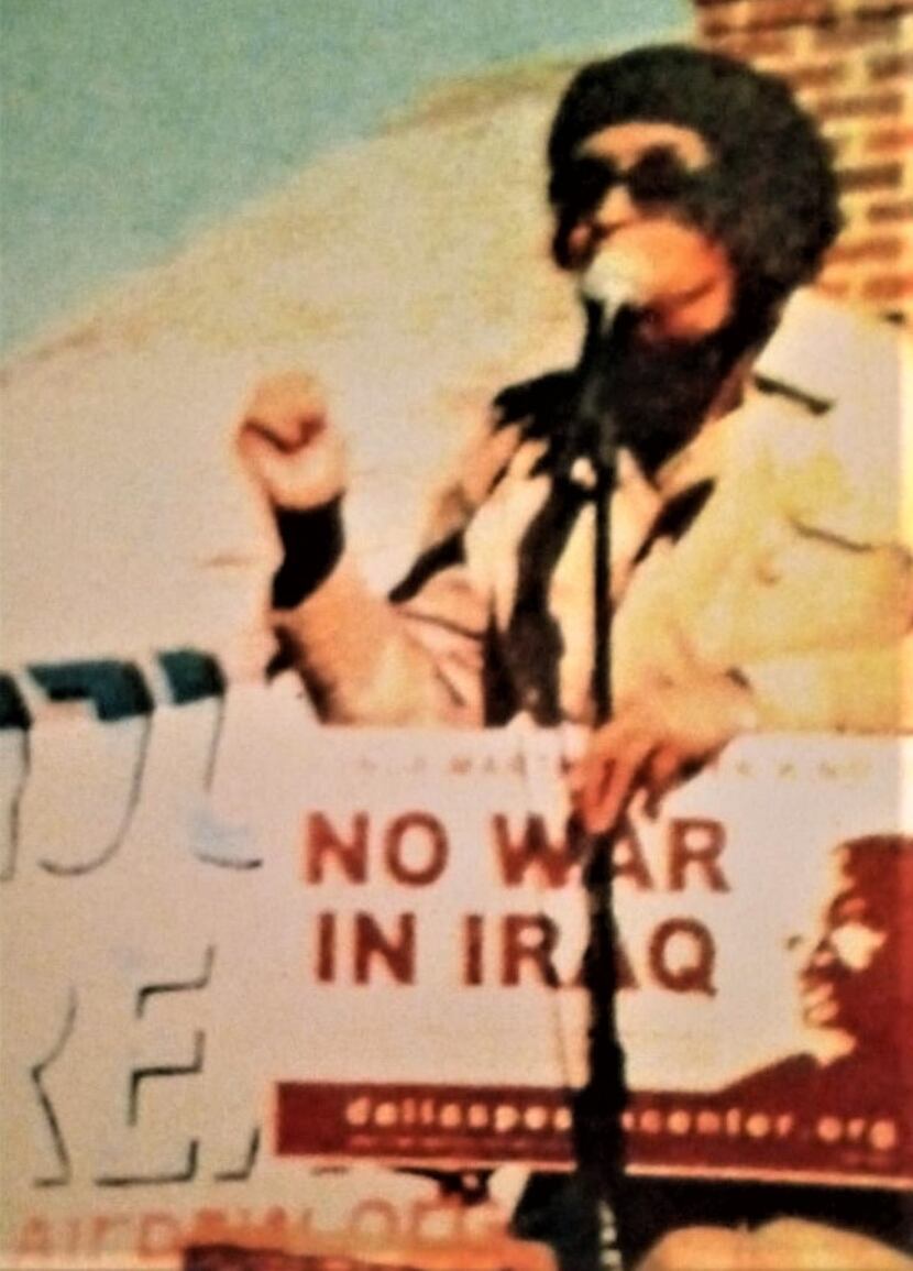 Eva McMillian is shown leading an anti-war protest in the 1970s.