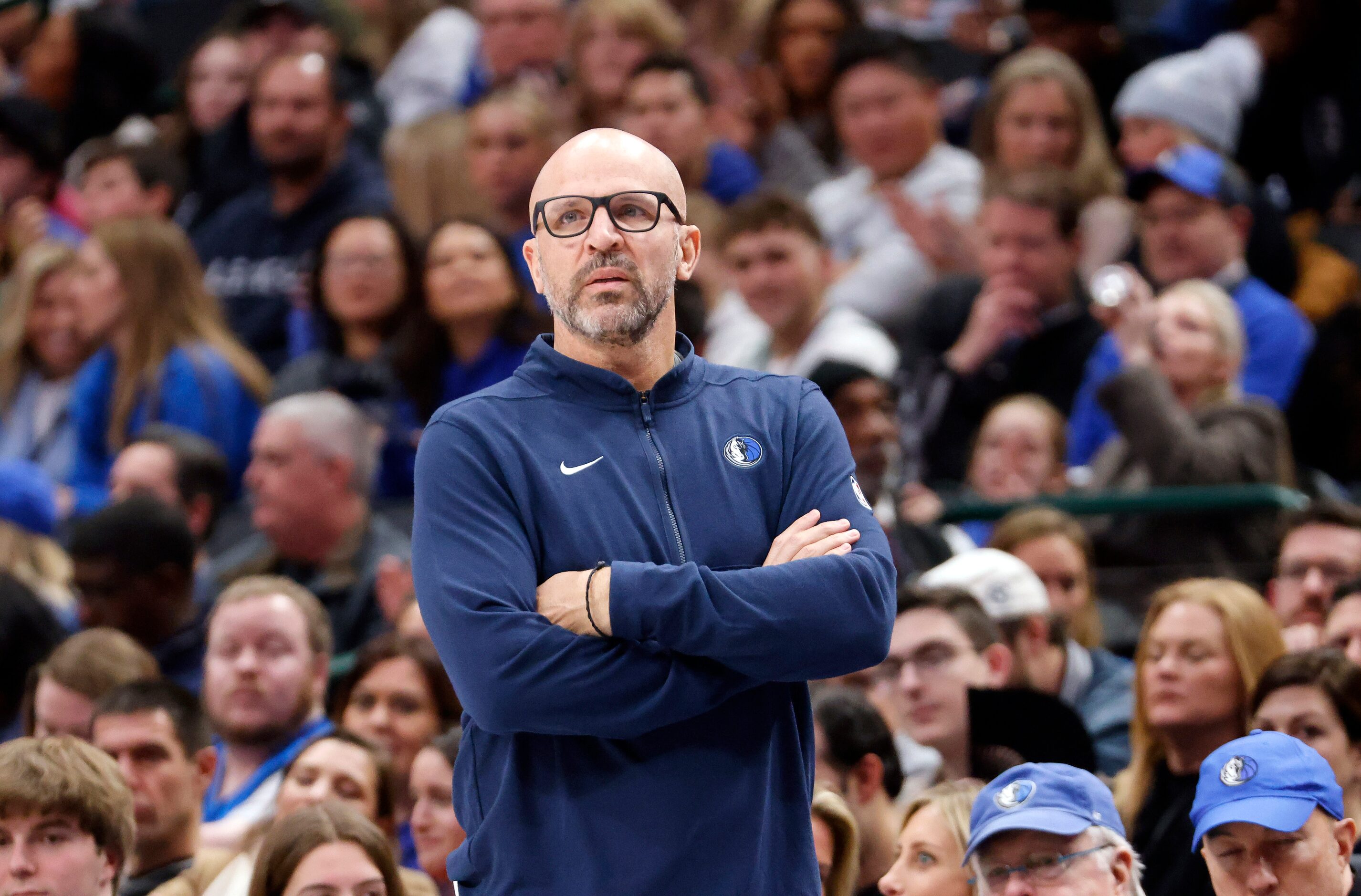 Dallas Mavericks head coach Jason Kidd watches his team face the New Orleans Pelicans during...