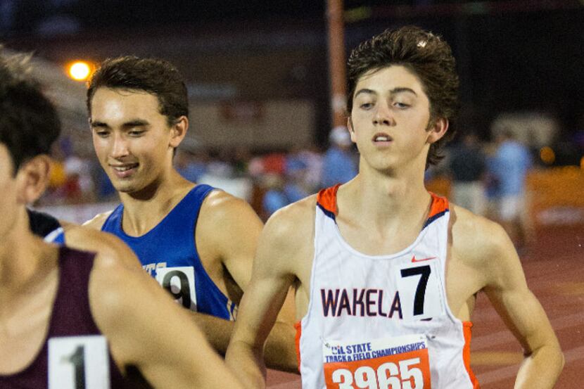 Nick Hendrix (3965), competing here  in the 5A boys 3,200-meter run during the UIL state...