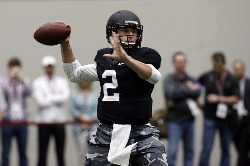 Former Texas A&M QB Johnny Manziel worked out for NFL teams on March 27, 2014. He threw...