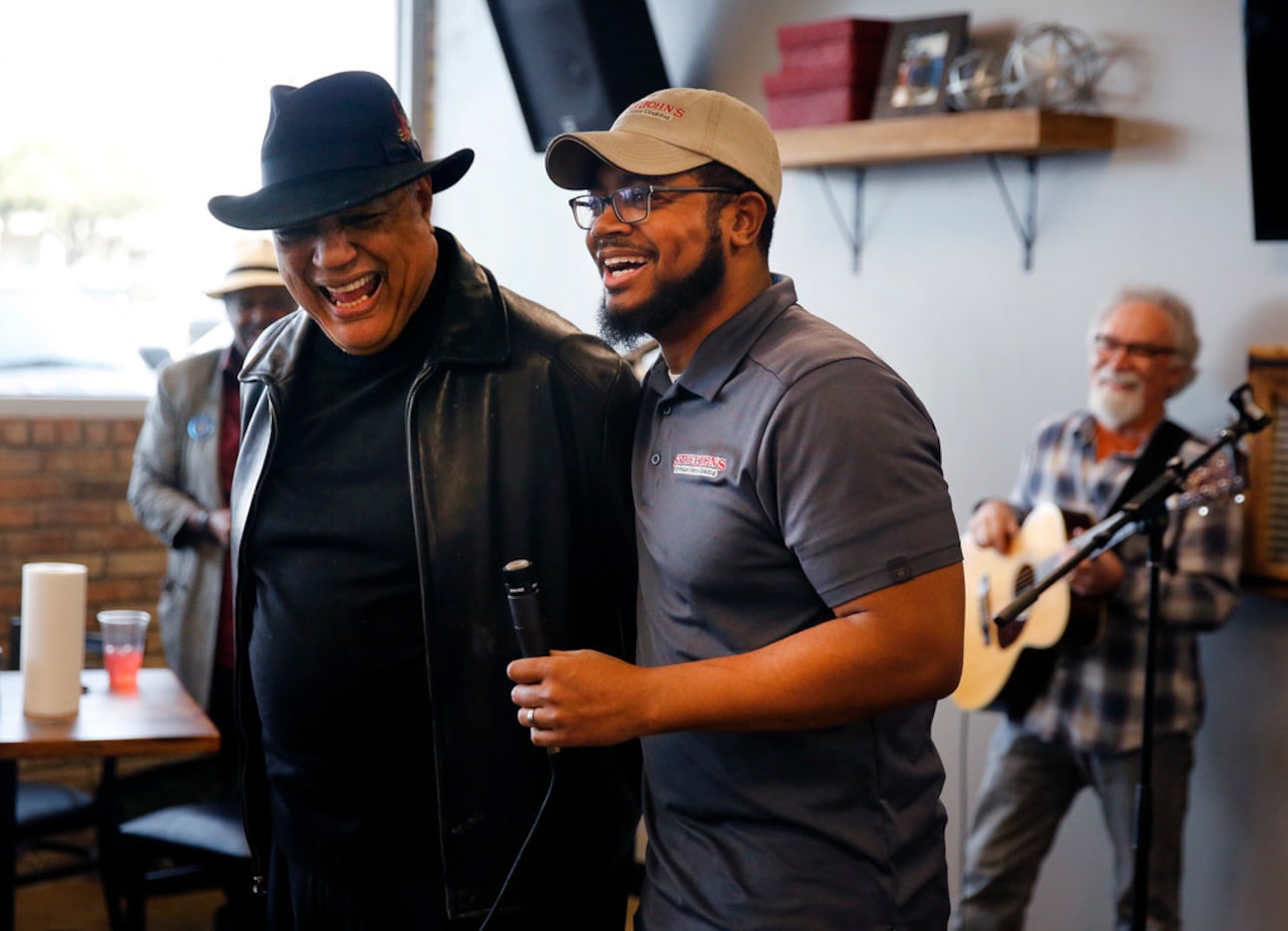 John "Smokey" Reaves (left) and his son Brent Reaves welcomed folks back to a weekly Bible...