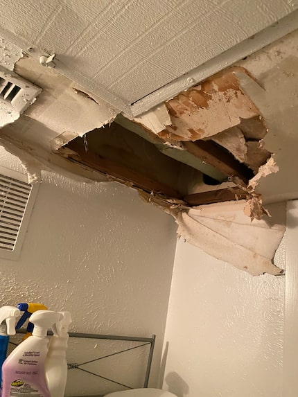 The Kendall Villas tenant who had this hole in her bathroom ceiling reported it to 311.