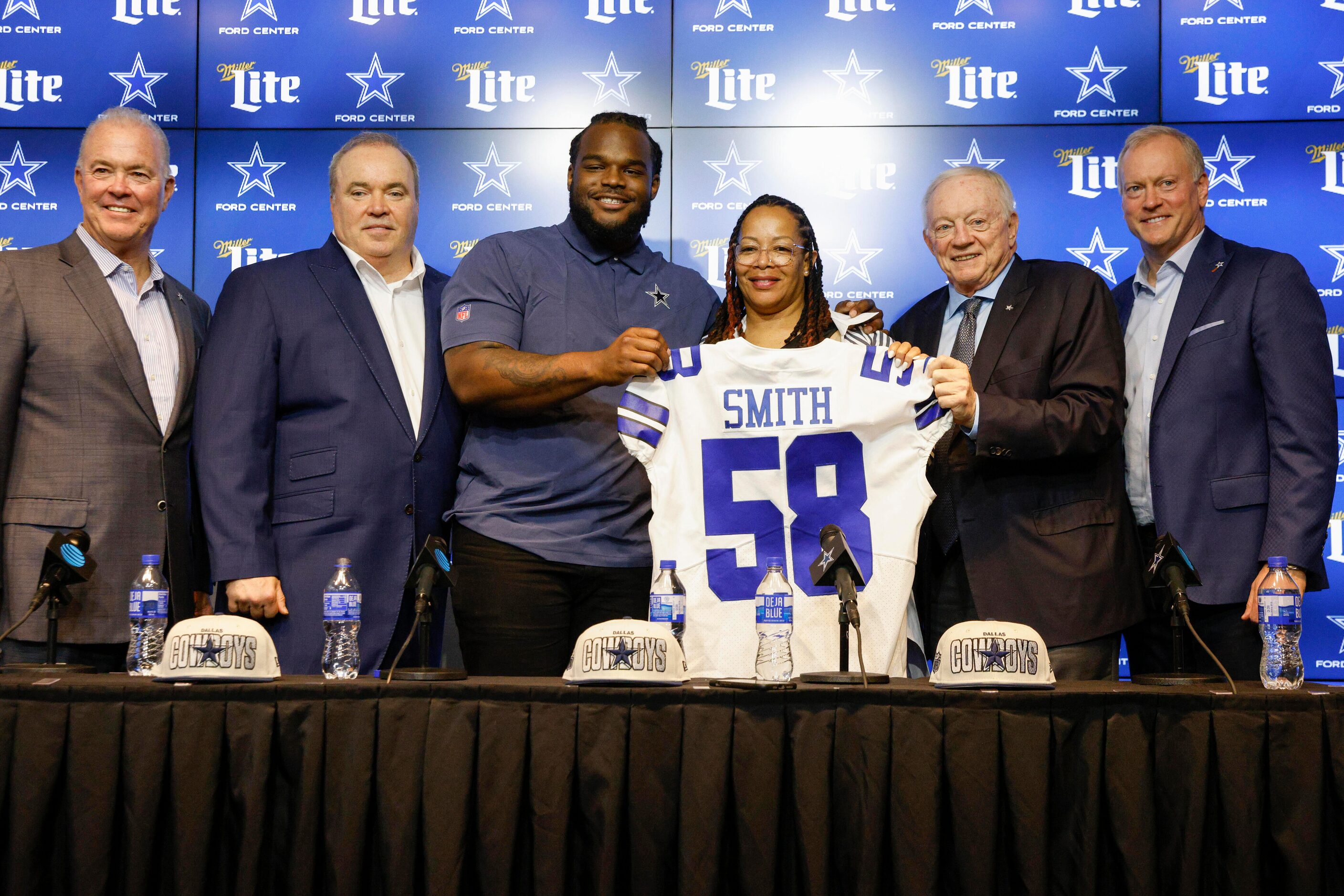 Dallas Cowboys executive vice president Stephen Jones (from left), head coach Mike McCarthy,...