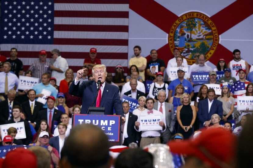 Republican presidential nominee Donald Trump campaigned in Jacksonville, Fla., on Wednesday. 